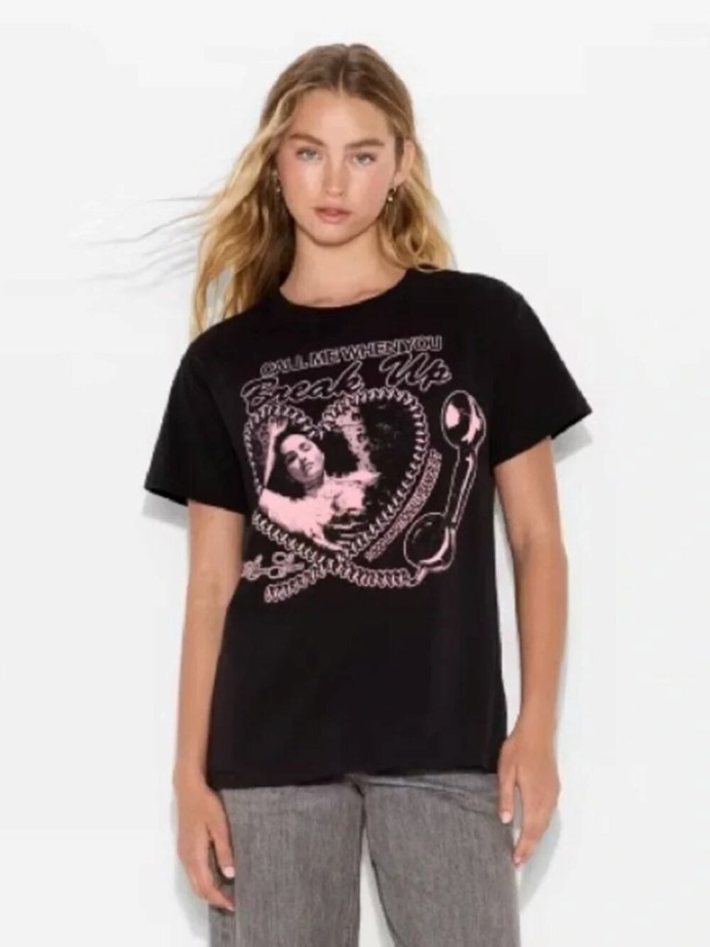 Graphic 'Call Me When You Break Up' Black Tee